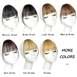 Clip in Bangs 100% Real Human Hair Wispy Bangs Clip in Hair Extensions，Fringe with Temples Hairpieces for Women Clip on Air Bangs Curved Bangs Daily Wear for women One Piece Hairpiece