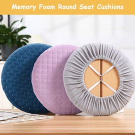 Bifaunvogel 14" Round Seat Cushion Memory Foam Round Stool Cushion with Anti-Slip Bottom Soft Padded Round Chair Covers Pad for Home Kitchen Bar Blue