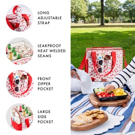 Fit & Fresh, 24-Can Soft Cooler Bag Insulated Leak-Resistant, Portable Soft Cooler, Large Cooler, Soft Sided Cooler Bag, Travel Cooler, Cherry