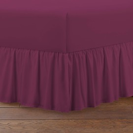 SITARA TRADING LTD T168 Frill Valance Sheet Easy Care Polycotton Plain Dyed Bedding Uk Bed Size Wine KING