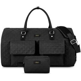 Garment Bag for Travel With Toiletry Bag Convertible Carry On Weekender Bag Large Travel Duffel Bags for Women 2 in 1 Hanging Suitcase Suit Travel Bags for Women & Men 3pcs Set (G-Black)