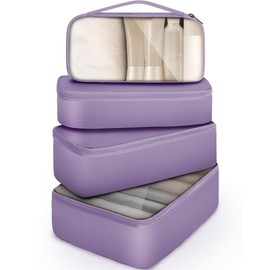 4 Set Packing Cubes, Suitcase Organizer Bags for Clothing, Toiletry, Shoe and Underwear, Durable Carry On Luggage Organizers with Zipper, Travel Essentials Accessories for Women and Men