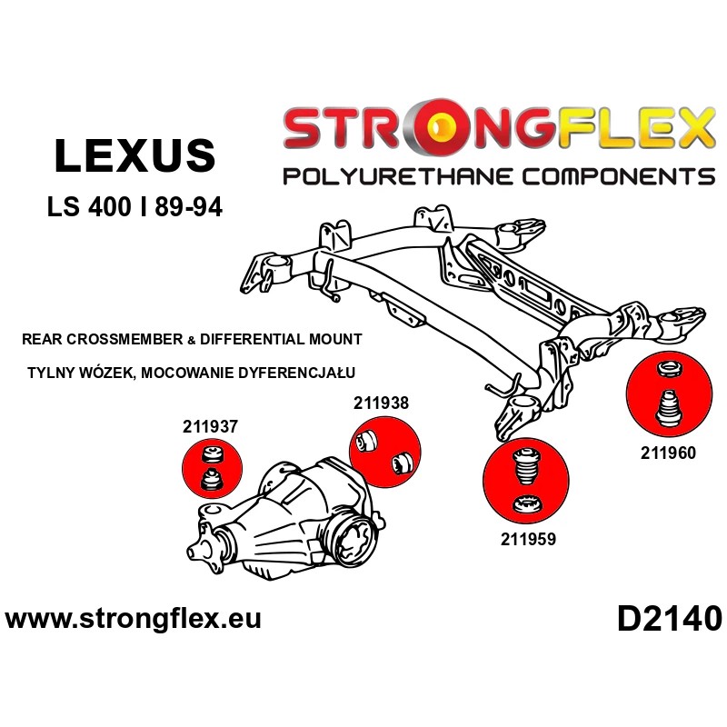 Strongflex PU Rear Subframe - Front Bushing 211959B fits Lexus