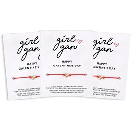 Miss Pink Galentines Day Bracelets for Women Friends, 3 Pcs Best Friend Valentines Day Gift for Her Bestie Galentine's Day Party Favor for Friends Bulk Wish Bff Friendship Bracelet Set of 3 (3)