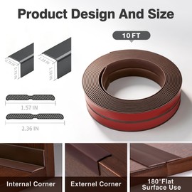 Wall Protector 1.57" Self Adhesive Flexible Wall Corner Trim,Coffee | Bnell 10FT Corner Protector Strip Peel and Stick Caulk Trim for Inside & Outside Corners, Floor Gap Cover Transition Strip