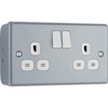 BG Electrical Double Switched Power Plug Wall Socket, Metal Clad,