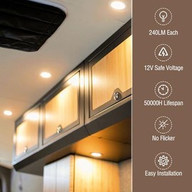 ALOVECO LED RV Lights, 12V Led Lights Dimmable Camper Interior Light 3000K Ultra-Thin RV Light Interior Waterproof 12 Volt LED Ceiling Lights Motorhom