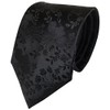 TigerTie Designer Silk Tie in Black with Floral Pattern -