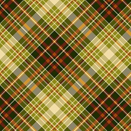 Henry Glass Pumpkin Harvest 2670 66 Green Harvest Diagonal Plaid BTY