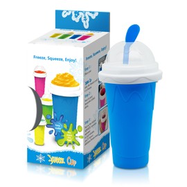 Slushy Maker Cup, Slushie Cup Maker, Milk Cola Juice Squeeze Cup, Magic Quick Freeze Cup, Cooling Cup, Smoothies Cup with Lids and Straws for All Age (Blue)