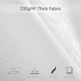 PANGSINNE White Long Shower Curtain Waterproof Large Heavy Duty Fabric Shower Curtain for Bathroom, Machine Washable Tall 230GSM Modern Shower Curtains for Spa Hotel with 12 Metal Hooks, 72Wx78H