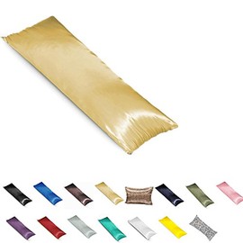 TAOSON Silky Soft Satin Body Pillow Cover Pillowcase Pillow Protector Cushion Cover with Zippers (21x54 inches Fits 20 x 54 Pillows, 21 x 54 Pillows),Gold