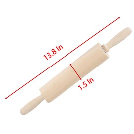 Rolling Pin, 13.8 Inch Wood for Kneading the Dough of Baking Bread, Pizza, Cookie, Noodles (L)