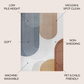 JONATHAN Y WSH312A-8 Arches Contemporary Minimalist Machine-Washable Area Rug, Bohemian, Modern, Geometric, Glam, Transitional for Living Room, Dining Room, Bedroom, Kitchen, Multi, 8 X 10