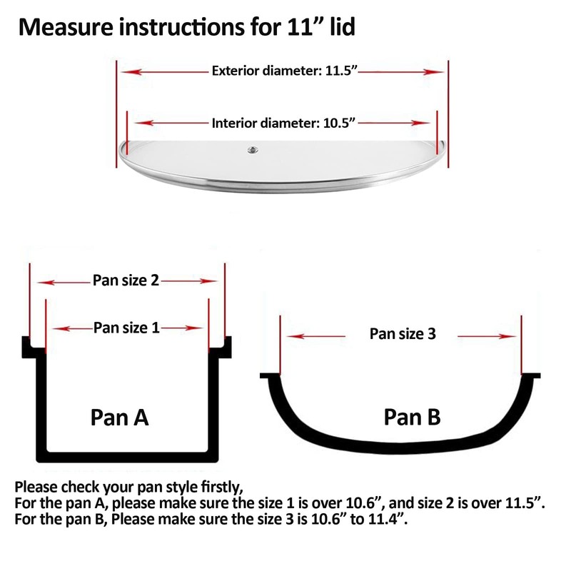 11 inch Tempered Glass Lid for Pots, Frying Pans and