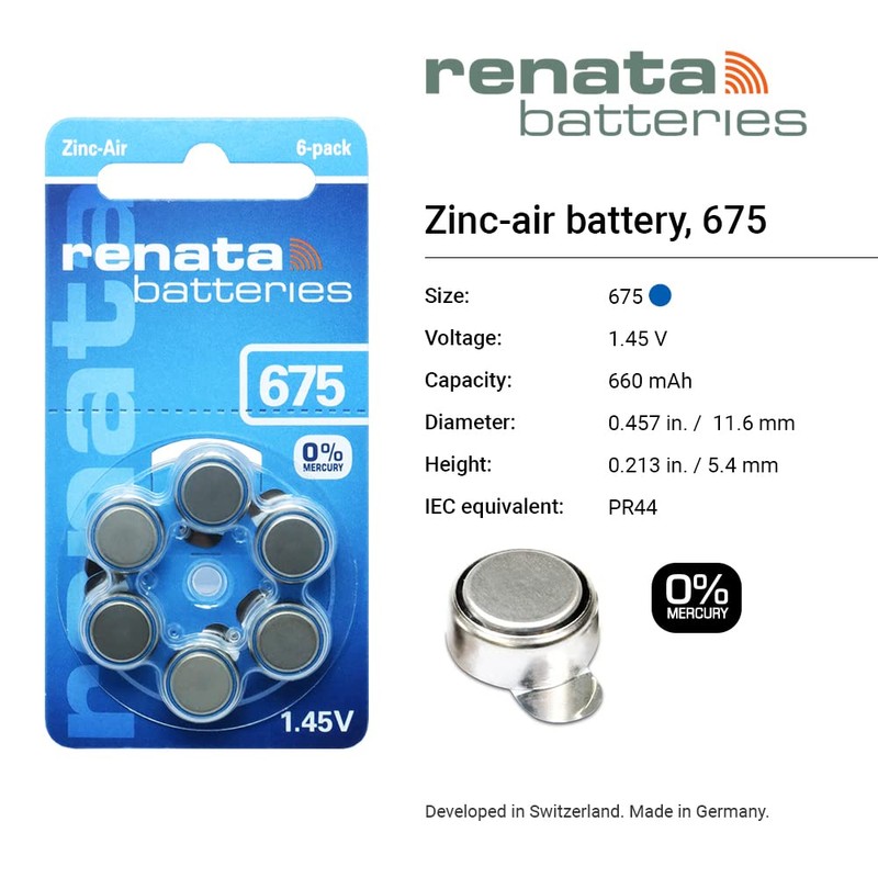 60 Renata Maratone Hearing Aid Batteries Size: 675