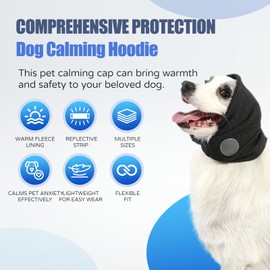 Spajoy Dog Calming Hoodie, Adjustable Dog Ear Muffs for Noise Protection, Ear Wrap Head Cover for Dog Head Warp Anxiety Relief, No Flap/Shake Ear Wraps for Dogs, Grooming and Force Drying, Hematoma