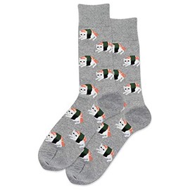 Hot Sox Sushi Cat Socks, Grey Heather, 1 Pair, Men Shoe 6-12.5