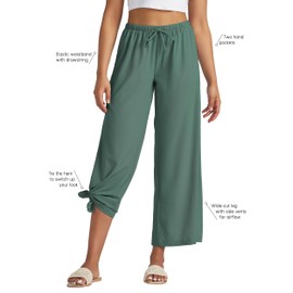 Willit Women's Wide Leg Pants UPF 50+ Swim Beach Pants Lightweight Travel Pants Quick Dry Sun Protective Sage Green L
