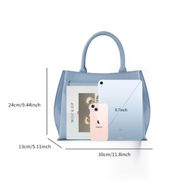 VICTORIA HYDE Handbags Women's Large PU Leather Shopper Women's Handbag Black Elegant Shoulder Bag Women's Tote Bag for Office Work School, blue