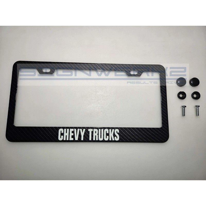 SIGNWERKZ Glowing Chevy Trucks Carbon Fiber Printed Stainless Steel license