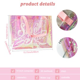 TotePrint Holographic PVC Handbag - Clear Transparent Bag with Letter Pattern, Stadium Approval (Pack of 1), B029-d2079-13-300-11