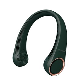 CIVPOWER Neck Fan: Portable Personal Neck Cooling Rechargeable Bladeless Fan - Hands Free 3 Speed 4000 mAh Battery USB Operated Wearable Headphone Design - Gift for Men Women Outdoor (Dark Green)