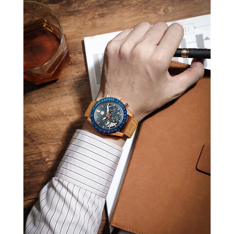 MEGALITH Chronograph Watches for Men Designer: Analogue Mens Watches Stylish