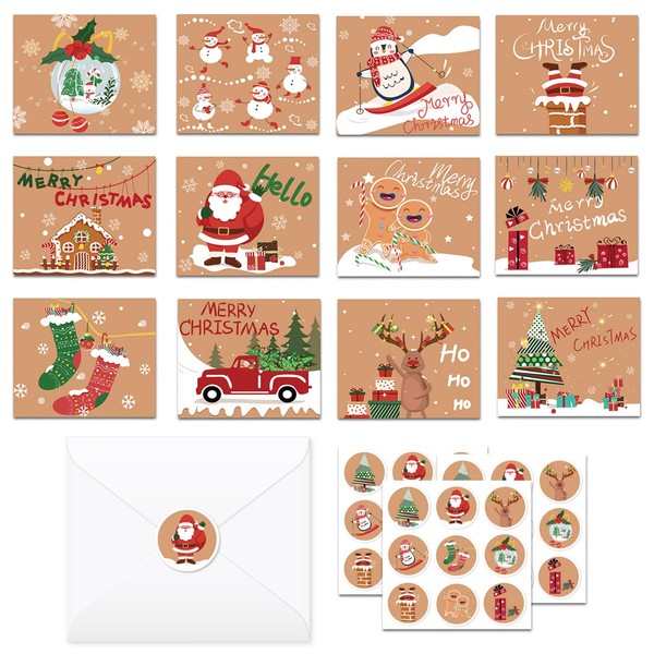 MORAINJAY 24 Blank Christmas Greeting Cards, Xmas Note Cards Set,