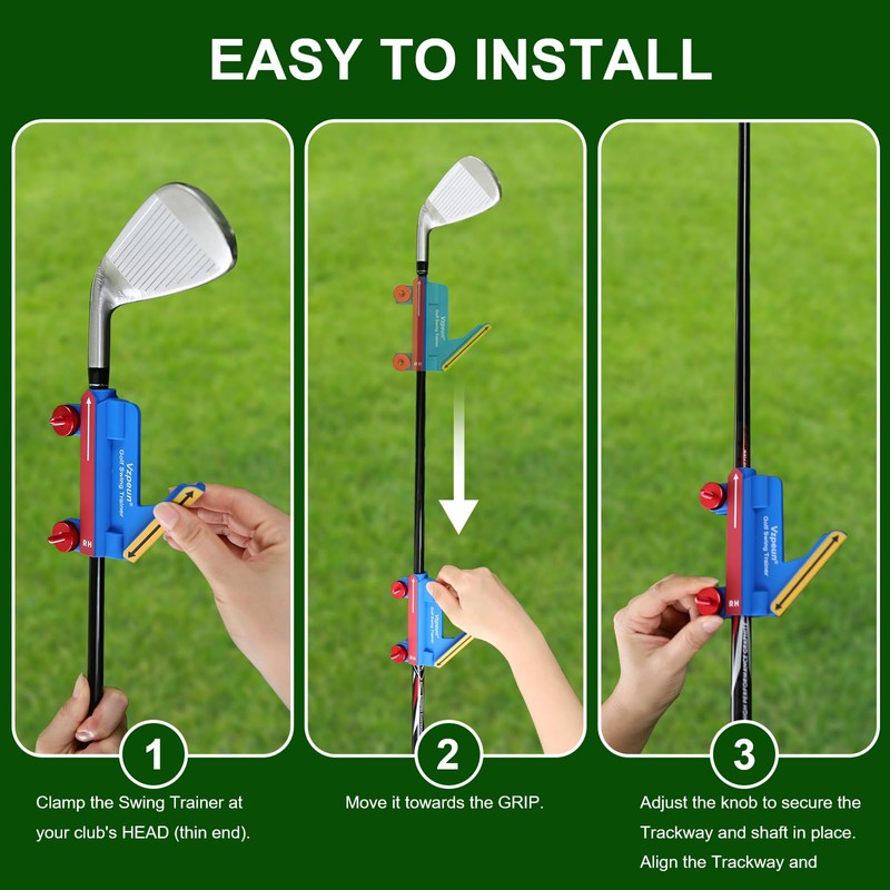 Vzpeun Golf Swing Trainer Aid- Golf GripTraining Direction Guides, Golf