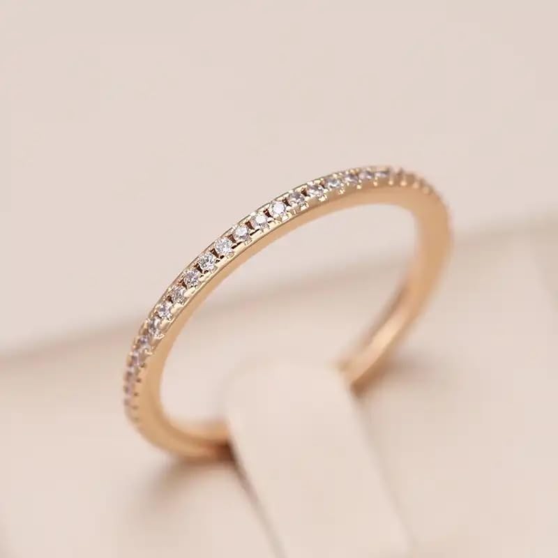 mellowact 14KGP Full Eternity Ring, Hypoallergenic, 14K Gold Plated, Rose