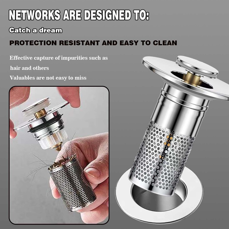 WUERKIYA Drain Plug with Strainer - Easy to Install Sink