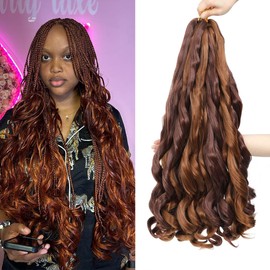 WIPPORYA French Curl Braiding Hair 24 Inch Soft Braiding Hair Pre Stretched Loose Wave Bouncy 100g/pack Yaki Hair for Black Women Hair Extensions for Braids(P33/30 24 Inch)