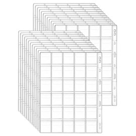 QWORK® 12 Sheets Coin Collection Pages, Coin Pocket for Coin Album, 9 Holes, 30 Compartments, 35 x 35 mm