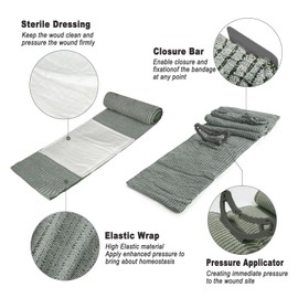 Cozii Upgrade Israeli Style Emergency Bandage, 8Pack 6 Inch Compression Bandage for Emergency Wound Dressing, First Aid and IFAK Trauma Military (6Inch-8Pcs)