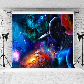 EMTOBT 7x5ft Universe Space Backdrop Galaxy Planet Glittering Stars Starry Sky Background for Adventure Birthday Theme Party Decorations Newborn Baby Shower Studio Props BJWHEM133