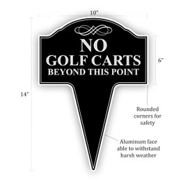 10x14 No Golf Carts Beyond This Point Sign - Durable Weatherproof Metal Safety Sign for Outdoor Use - Pack of 10 Signs
