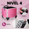 Neceser De 4 Nivel Maletín Cosmetiquera Desmontable Reforzado Con Llantas