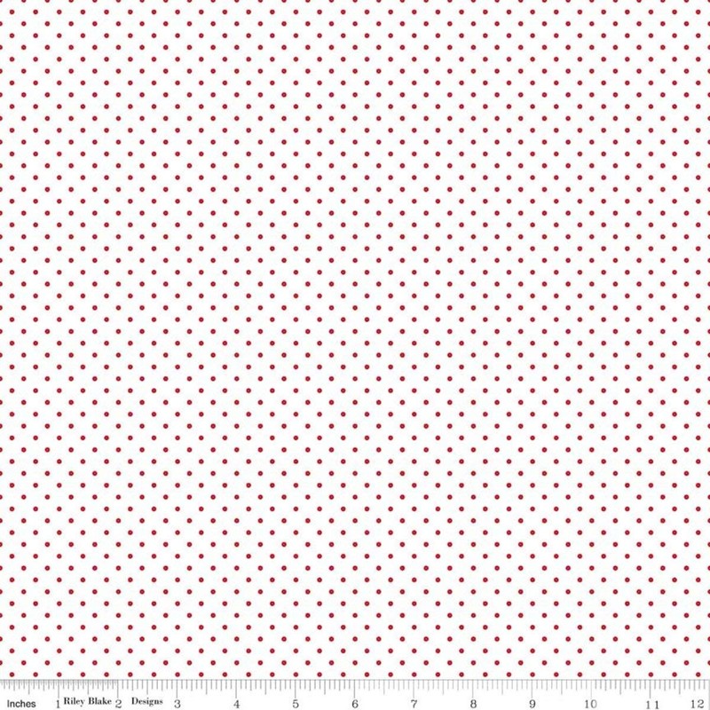 Swiss Dot On White- Red - Riley Blake Cotton Fabric