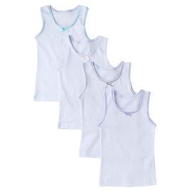 Sportoli Girls Ultra Soft 100% Cotton Tank Top Tagless Cami Undershirts (4 Pack) - Size 11/12