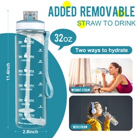 MYFOREST 1L Tritan™ Trinkflasche, großer Auslauf für großer Schluck/abnehmbarer für klein Trinken, 100% spülmaschinenfest! Zeitmarker für motivierende Flüssigkeitszufuhr, BPA-frei Wasserflasche