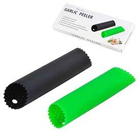 Maxracy 2 Set Silicone Garlic Peeler Easy Roller Tube Useful Garlic Odorfree Kitchen Tool (Black,Green)
