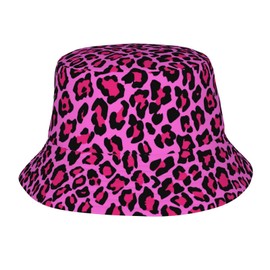 Vunko Leopard Pink Bucket Hats for Women Summer Sun Beach Travel Outdoor Fishing Cap Unisex Men Bucket Hat