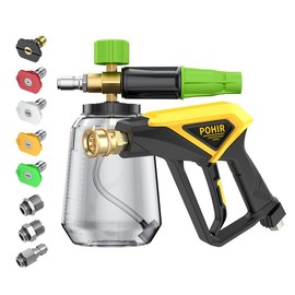 Springtok Pohir High Pressure Washer Foam Cannon Kit, 4500 PSI Short Handheld And Foam Lance With 5 Nozzle Tips,1 Liter,Car Motorcycle Cleaning - Size: Spray Lance,Foam Cannon,Nozzle tips,Adapters