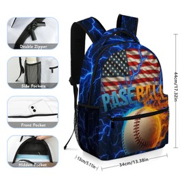 DOYULIK Baseball Theme Backpack Set for Kids,School Bookbag with Lunch Box and Pencil Pouch Bag (Baseball)