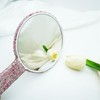 Frinnovan Rhinestone Handheld Mirror Round Bling Sparkle Cosmetic Dazzling Portable
