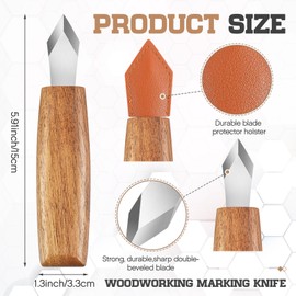 Lasnten Marking Knife Woodworking with Leather Sheath Wood Marking Gauge Double Beveled Blade Wood Scriber Tool with Handle for Scribing and Carving