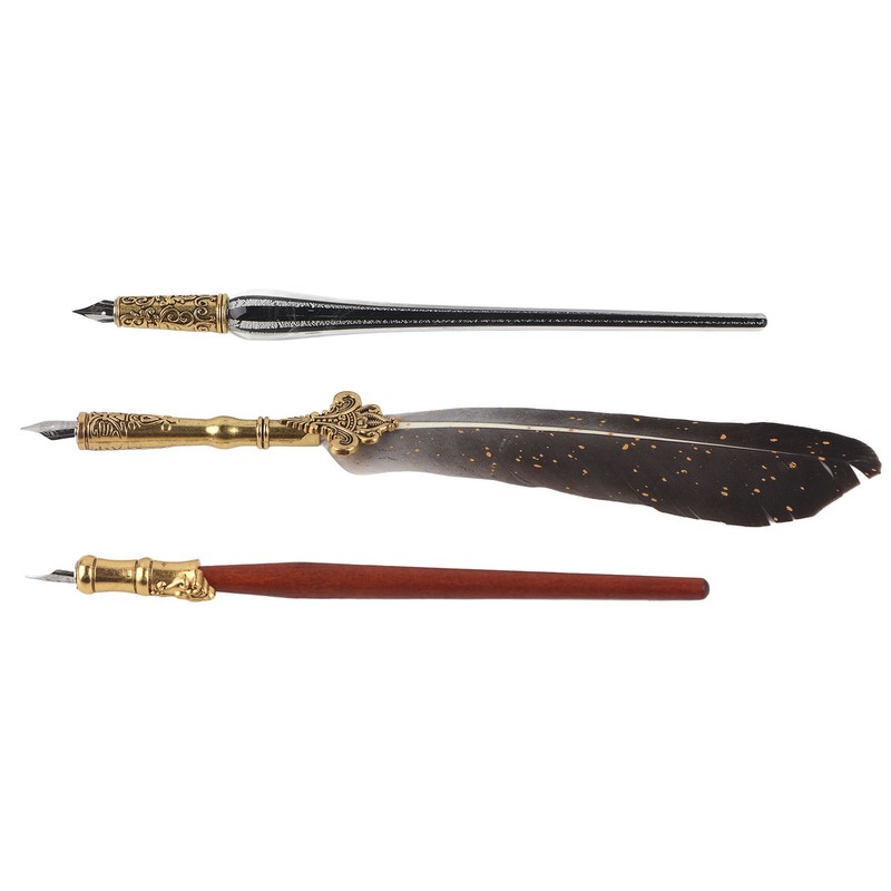 Feather Pen Set European Style British Retro Lacquer Stamp Dipped