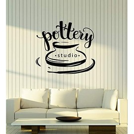 Vinyl Wall Decal Pottery Studio Ceramics Clay Tableware Workshop Stickers Mural Large Decor (g4147) Black