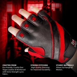 DXM SPORTS Workout Gloves for Men and Women, Gym Weight Lifting Gloves with Wrist Support - Breathable, Anti-Slip Gloves for Exercise, Fitness, Cycling, Training, Outdoor Sports (Red, Small)